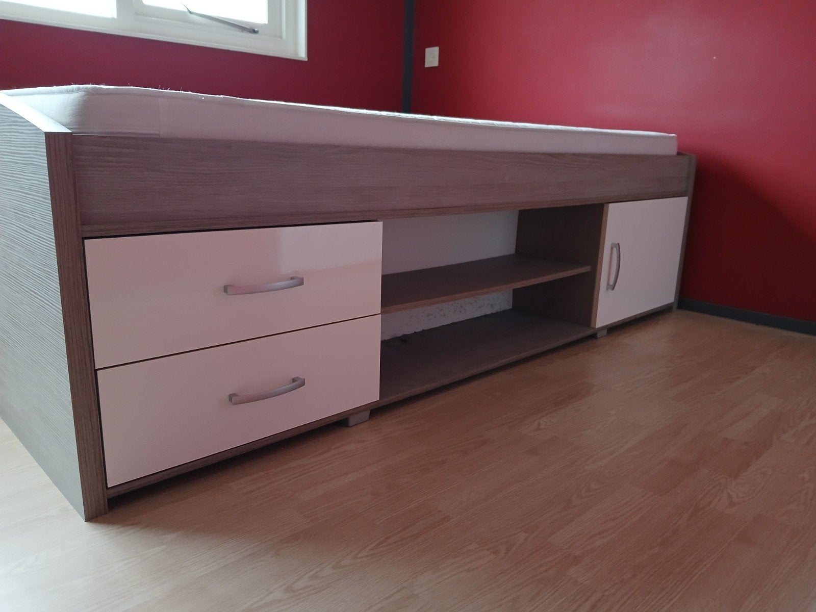 Netjes bed met opbergruimte 90x200cm, Huis en Inrichting, Ophalen, Gebruikt, 90 cm, Eenpersoons