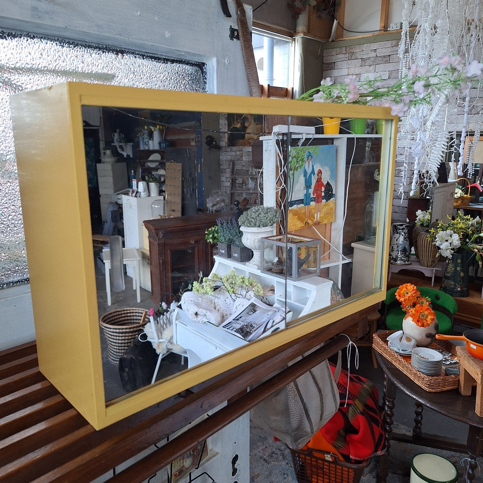 Vintage Geel Plastic Toiletkastje met Schuifspiegeldeurtjes, Ophalen, Gebruikt