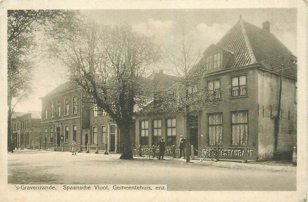 304-016-025 s-Gravenzande Spaansche Vloot, Gemeentehuis, enz, Verzamelen, Verzenden, Voor 1920, Zuid-Holland