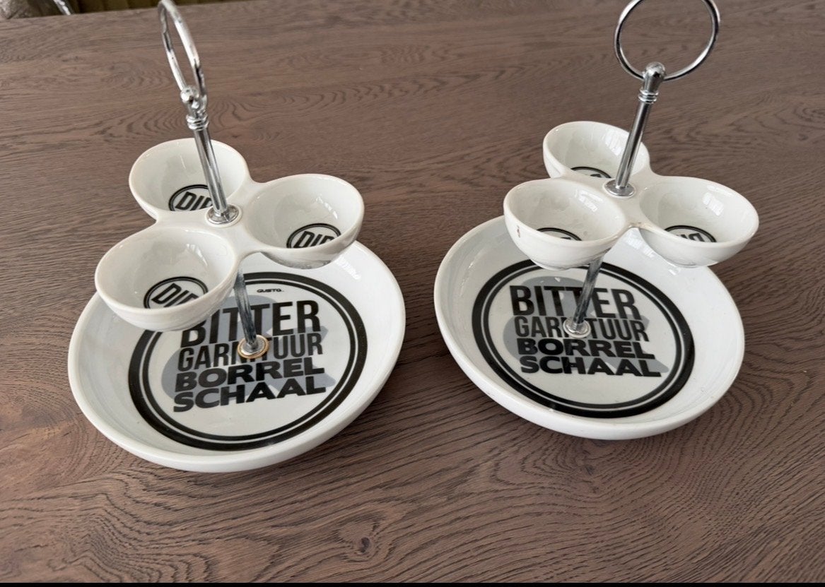 Gusta Bittergarnituur Borrel Etagere- Set van 2, Porselein of Keramiek, Schaal, Rond, Ophalen of Verzenden