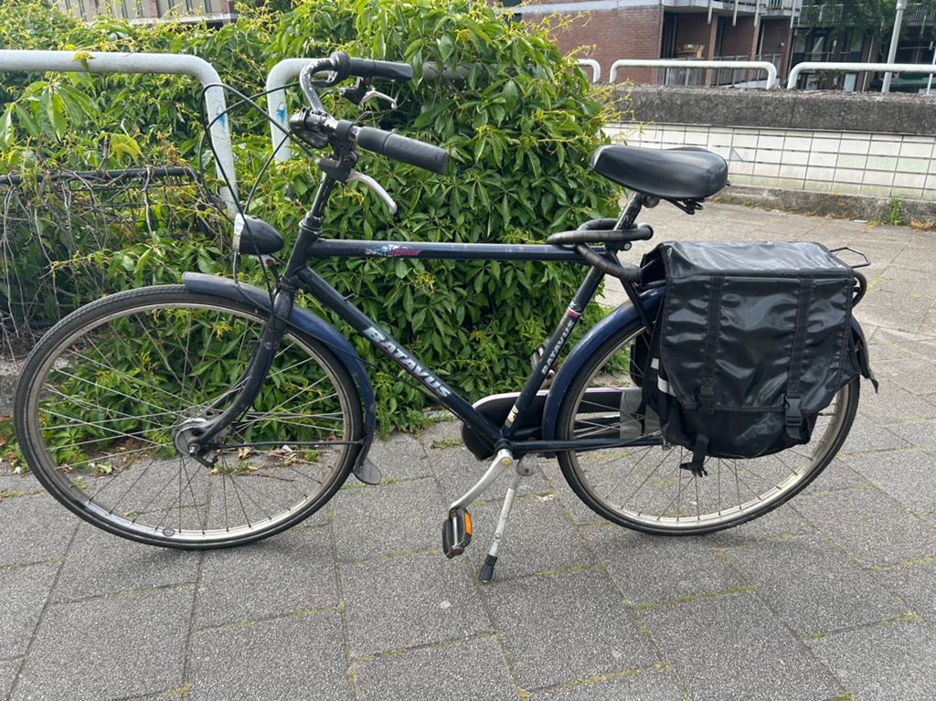 Batavus fiets met grote frame, tassen, bel en verlichting, Ophalen, Gebruikt, Velgrem, Batavus
