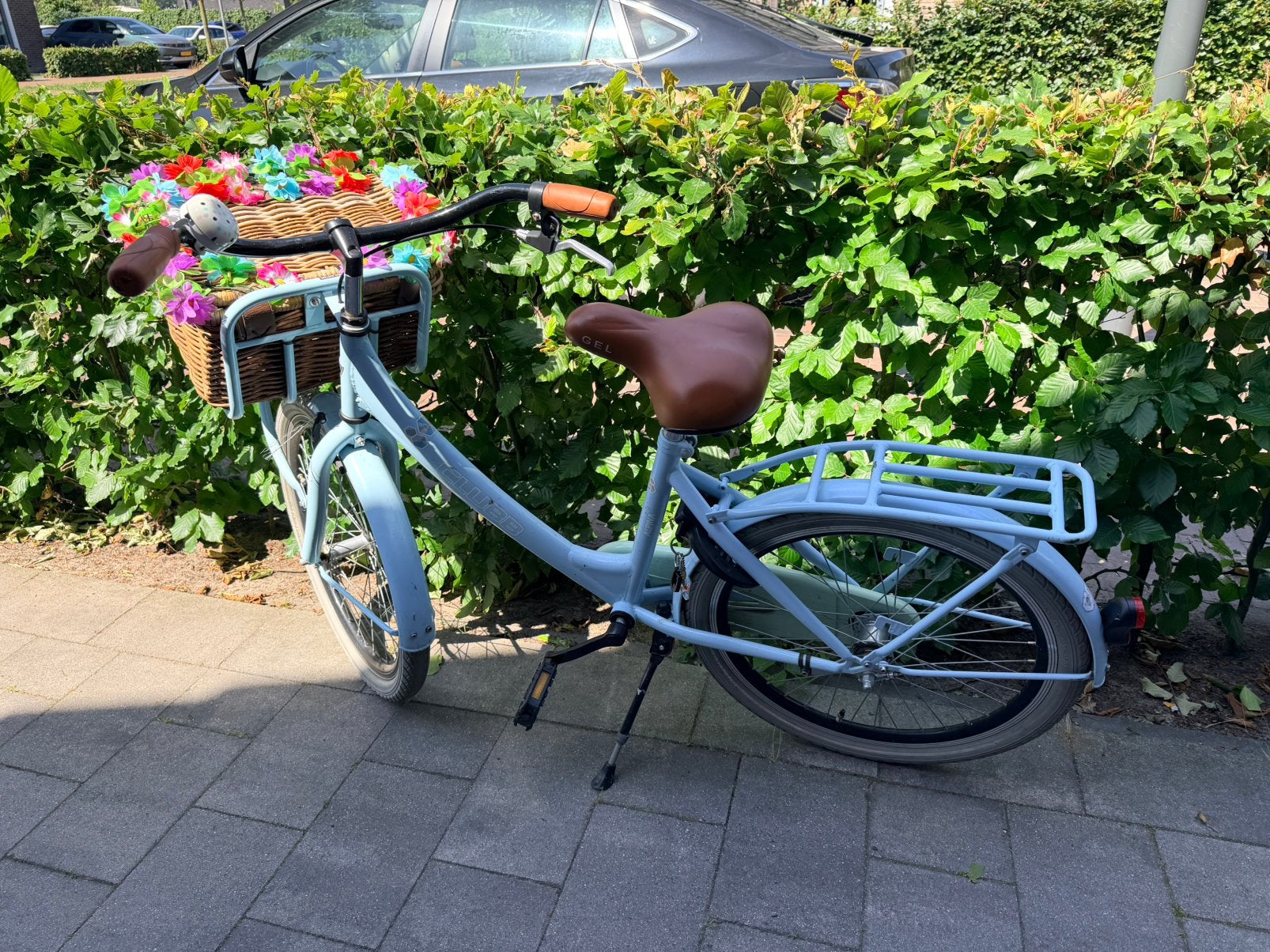 Blauwe meisjes fiets - 24 inch, Ophalen, Gebruikt, Terugtraprem, 24 inch
