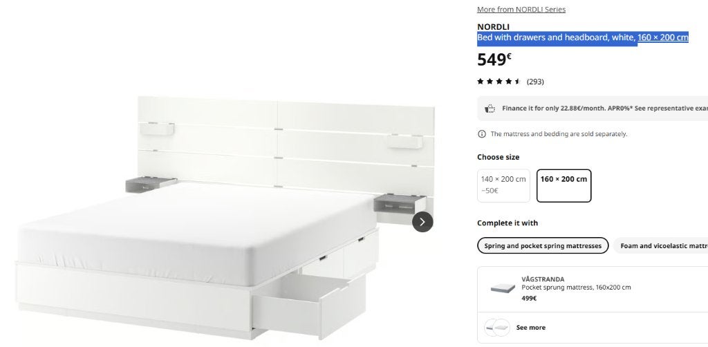 Bed with drawers and headboard, white, 160  200 cm, Huis en Inrichting, Ophalen, Wit, Tweepersoons, Zo goed als nieuw