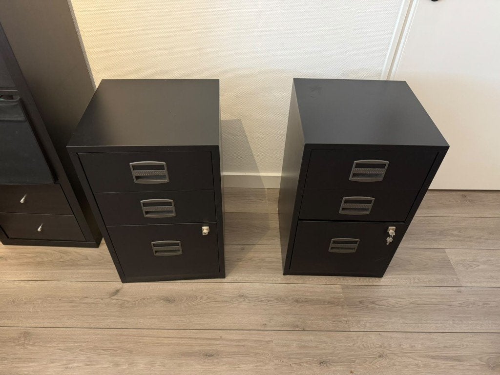 Zwarte Metalen Ladenkast Ladenblok Archiefkast Dossierkast, Ophalen, Minder dan 50 cm, Gebruikt, 3 of 4 laden
