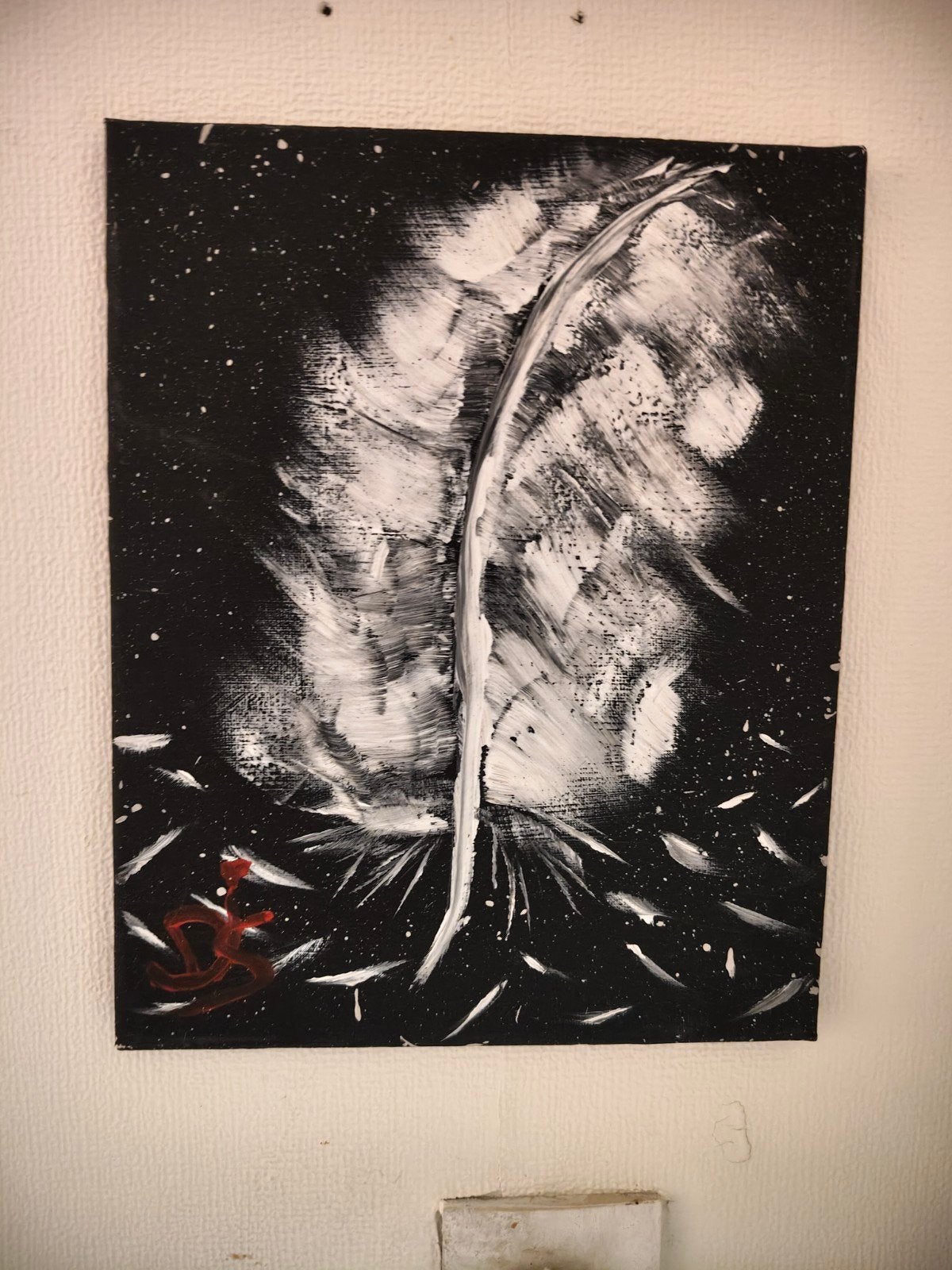 Schilderij van Zegeningen - Abstracte Veer Kunst, Ophalen of Verzenden