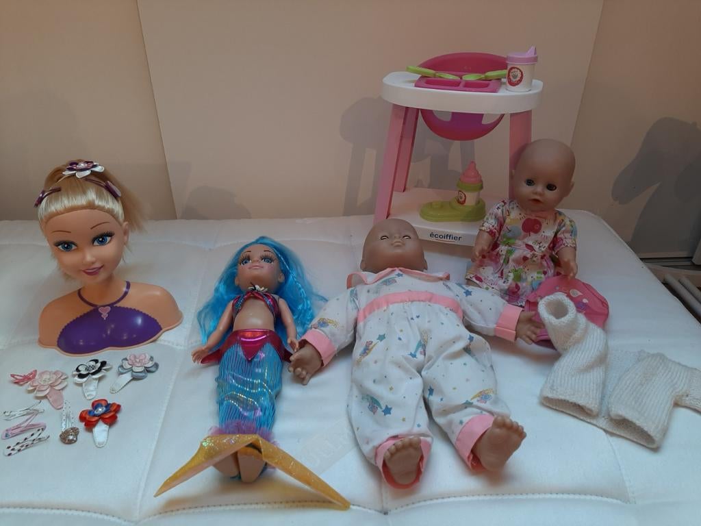 Diverse poppen: kappop, zeemeerminpop, Baby Born mini, Ophalen, Gebruikt, Babypop