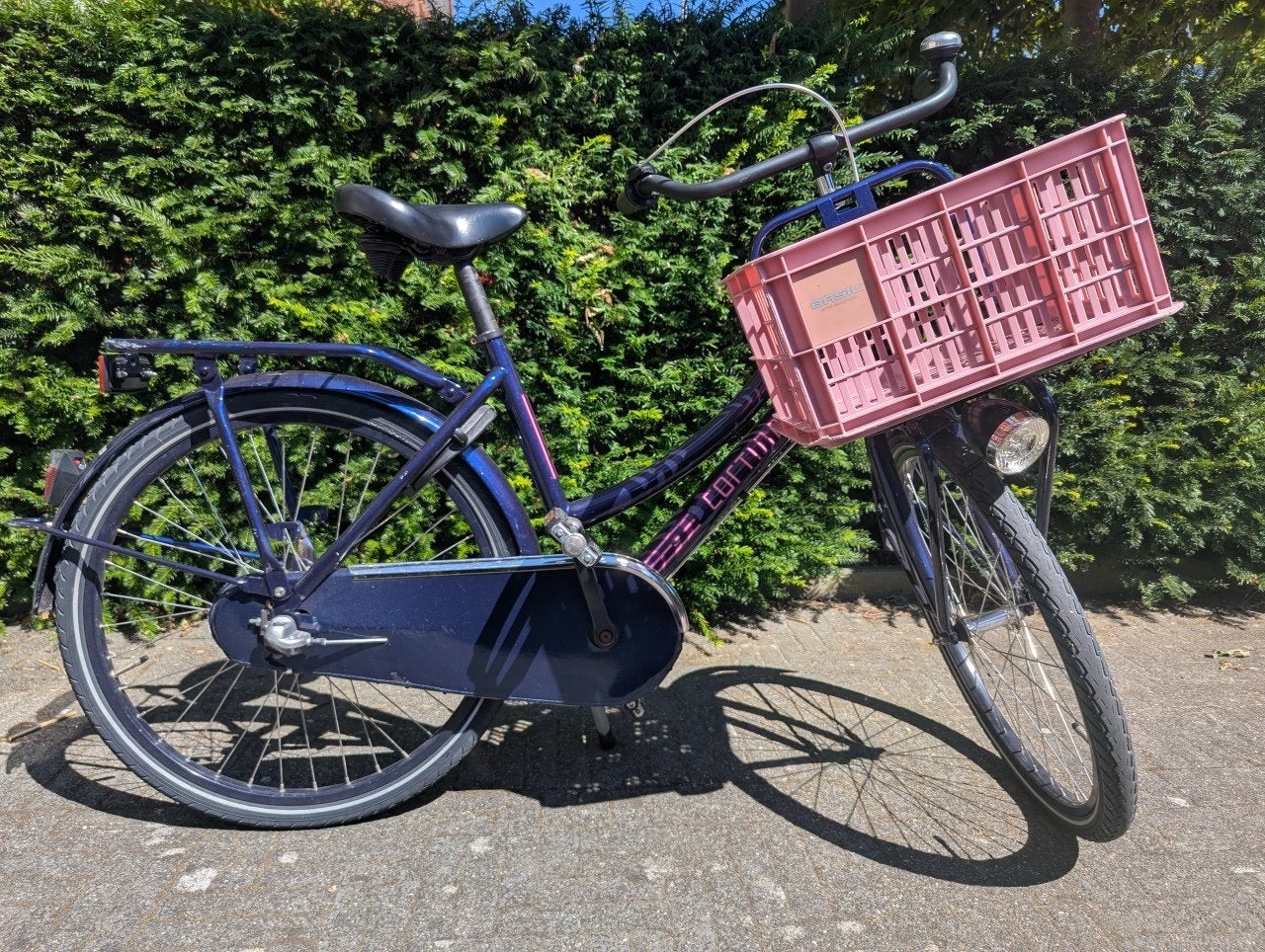 Cortina U4 Kinderfiets 24 inch - Donkerblauw met roze, Ophalen, Gebruikt, Cortina, Terugtraprem