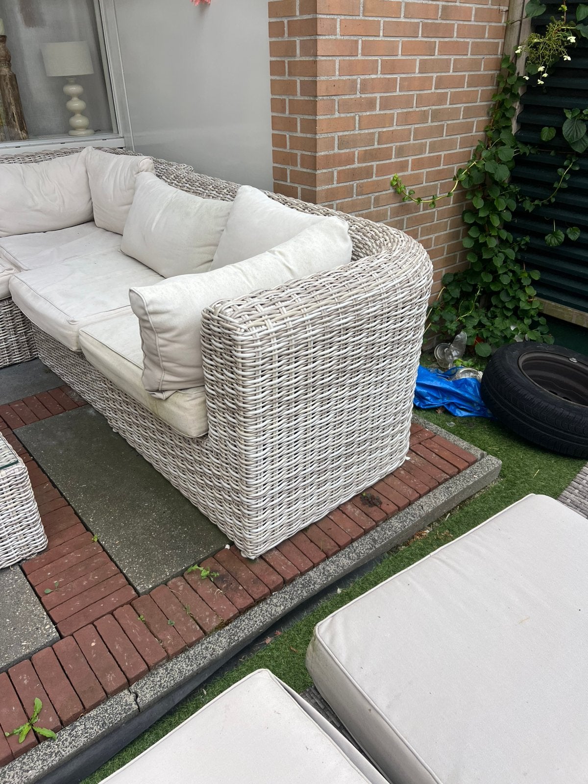 Garden impressions loungeset, stoel en tafel glasplaat, Ophalen of Verzenden, Zo goed als nieuw, Wicker, Loungeset