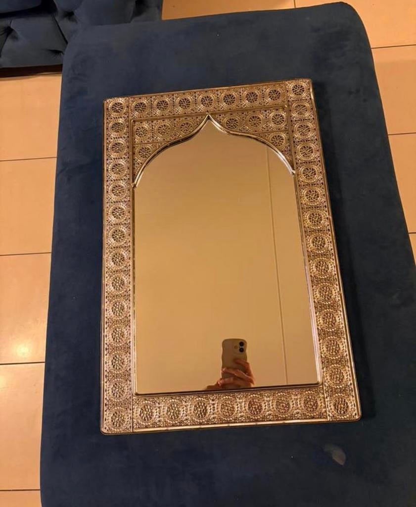 Marokkaanse spiegels met zilverkleurig frame, Antiek en Kunst, Antiek | Spiegels, Ophalen, Rechthoekig, Minder dan 50 cm, Minder dan 100 cm