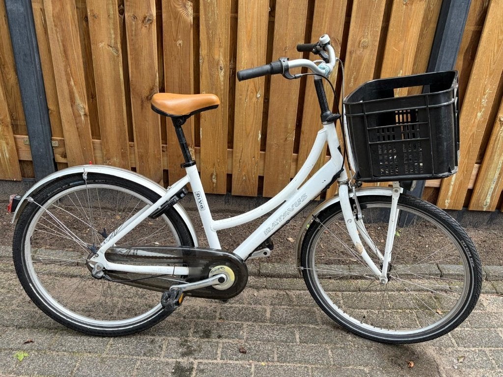 Batavus Diva Damesfiets - 26 inch - Wit met krat, Terugtraprem, Gebruikt, Batavus, Handrem