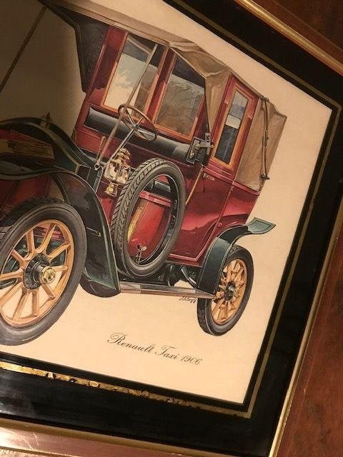 2 prentjes prenten oude auto's, Ophalen of Verzenden, Voor 1940, Gebruikt, Overige onderwerpen