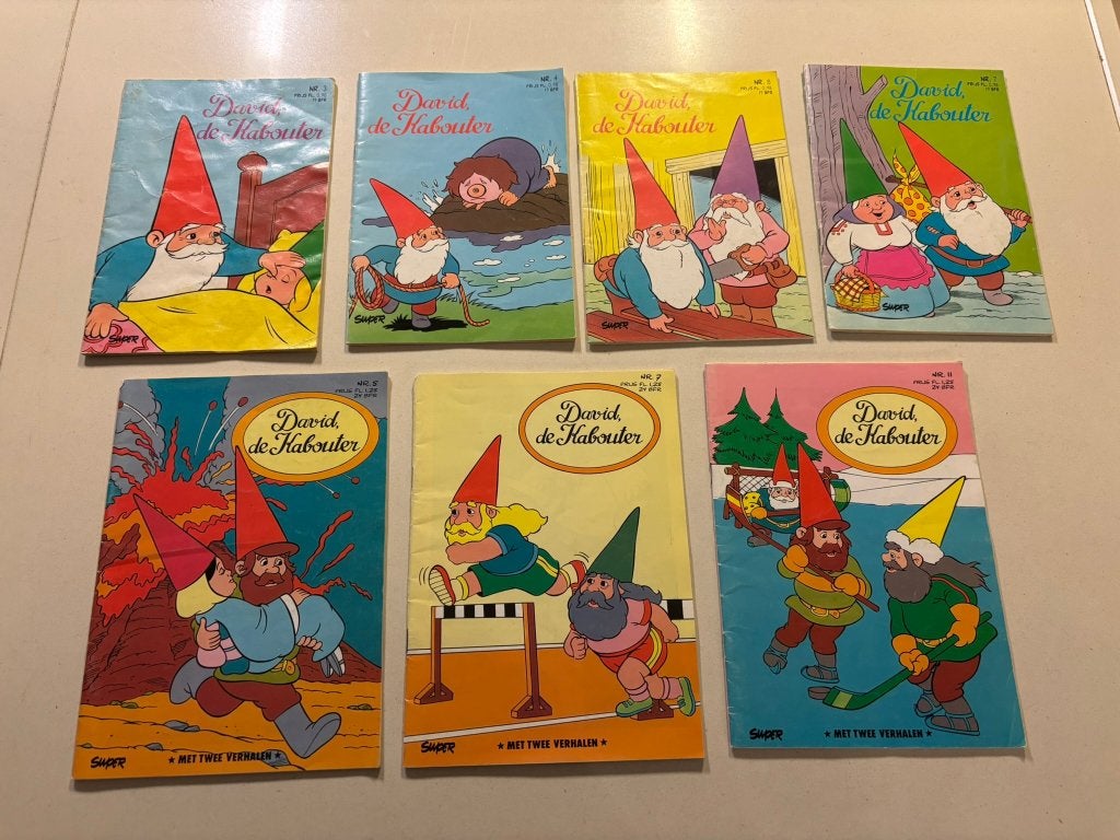 David de kabouter stripboeken jaren 80 vintage 7 stuks!, Ophalen of Verzenden, Zo goed als nieuw, Rien Poortvliet, Fictie algemeen