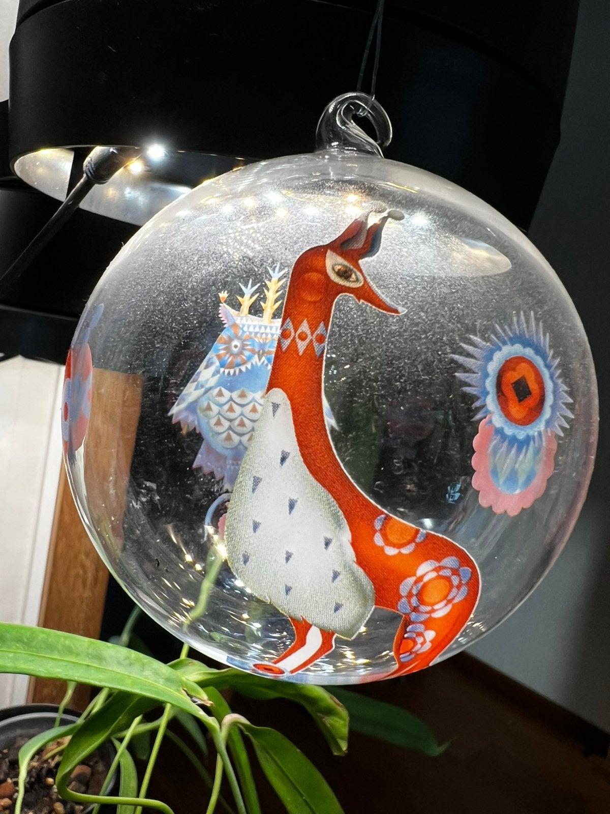 Set 2 Iittala Taika Glazen Kerstbal Ornament Vos en Uil, Ophalen of Verzenden, Object, Glas