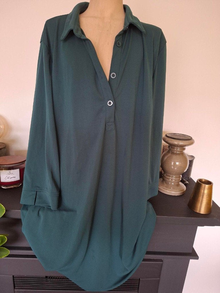 Donkergroene petrol tuniek Norah maat 48, Kleding | Dames, Ophalen of Verzenden, Zo goed als nieuw, Groen, Blouse of Tuniek