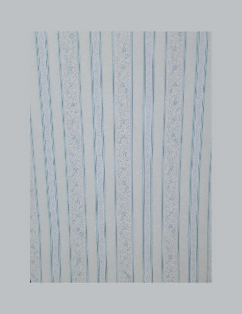 3931 vintage behang blauw wit bloemen streep 60s 70s swiet, Huis en Inrichting, Stoffering | Behang, Verzenden, Blauw