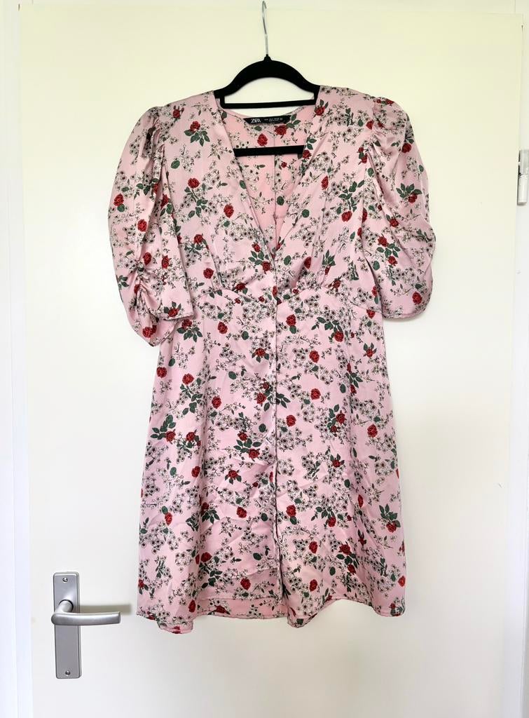 ZARA zomerjurkje • roze rozen bloemen • maat s • jurk dress, Ophalen of Verzenden, Zo goed als nieuw, Roze, Maat 36 (S)