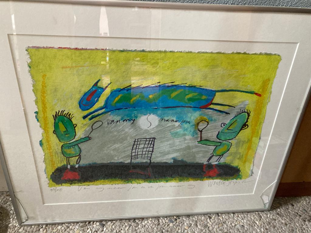 Wouter Stips Zeefdruk 'Van mij naar jou' - Glas gebarsten, Antiek en Kunst, Ophalen