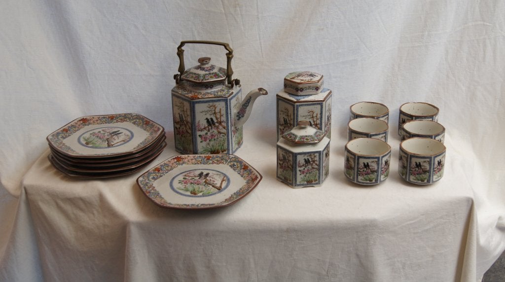 Thee servies met vogels en bloemen ( Japan, Antiek en Kunst, Ophalen of Verzenden