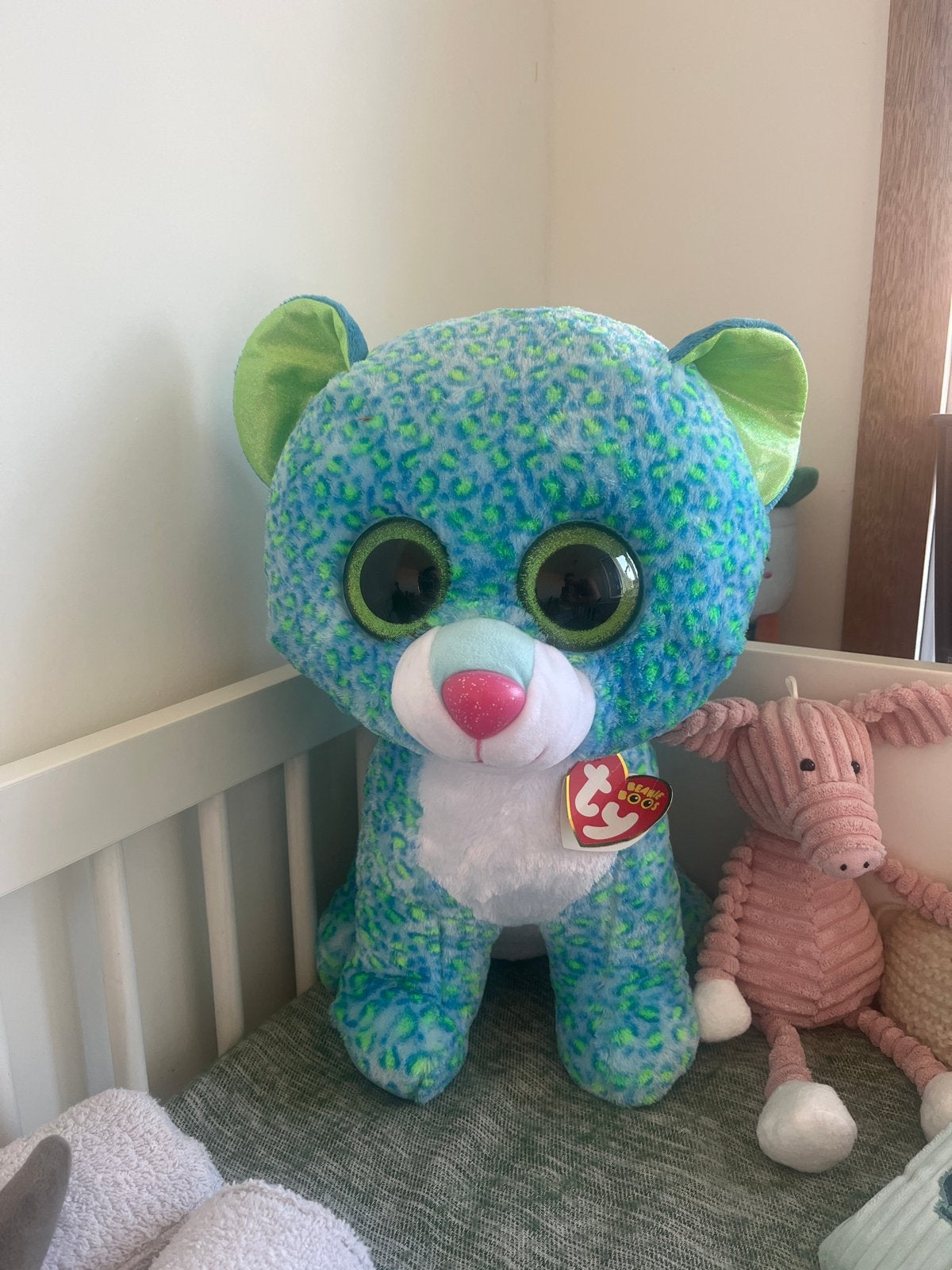Ty Beanie Boos knuffel Leona de luipaard, Overige typen, Blauw, Ophalen of Verzenden, Middelgroot (20 tot 80 cm)
