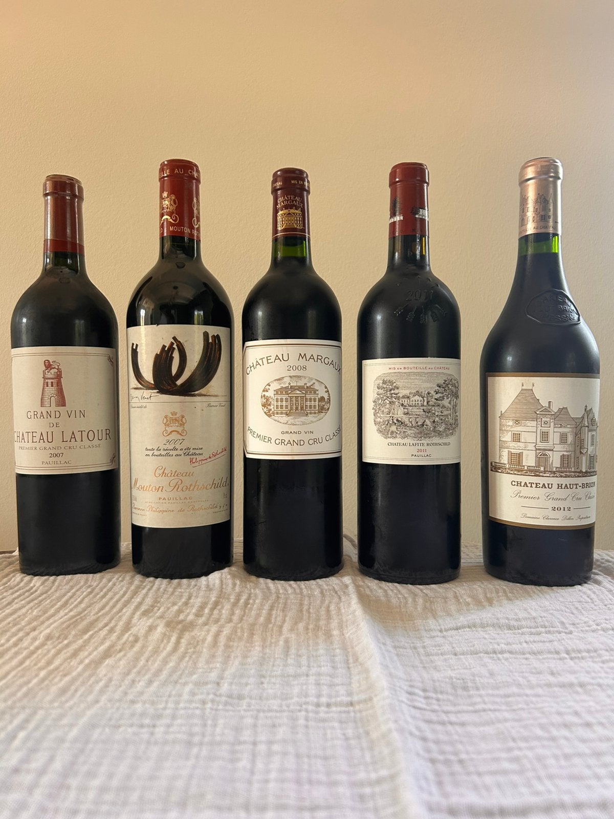 Complete set of the five Bordeaux First Growths, Frankrijk, Nieuw, Ophalen of Verzenden, Rode wijn