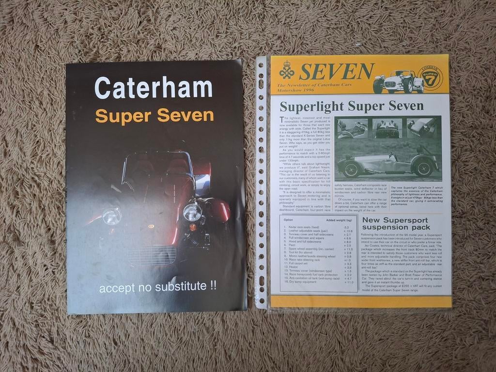 Autofolder en leaflet Caterham super seven, Verzenden, Zo goed als nieuw, Overige merken