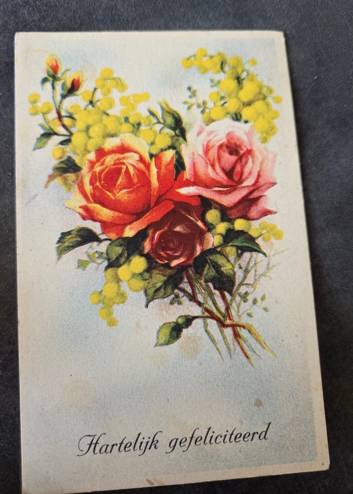 Hartelijk gefeliciteerd met rozen, Verzenden, 1920 tot 1940, Gelopen, Overige thema's