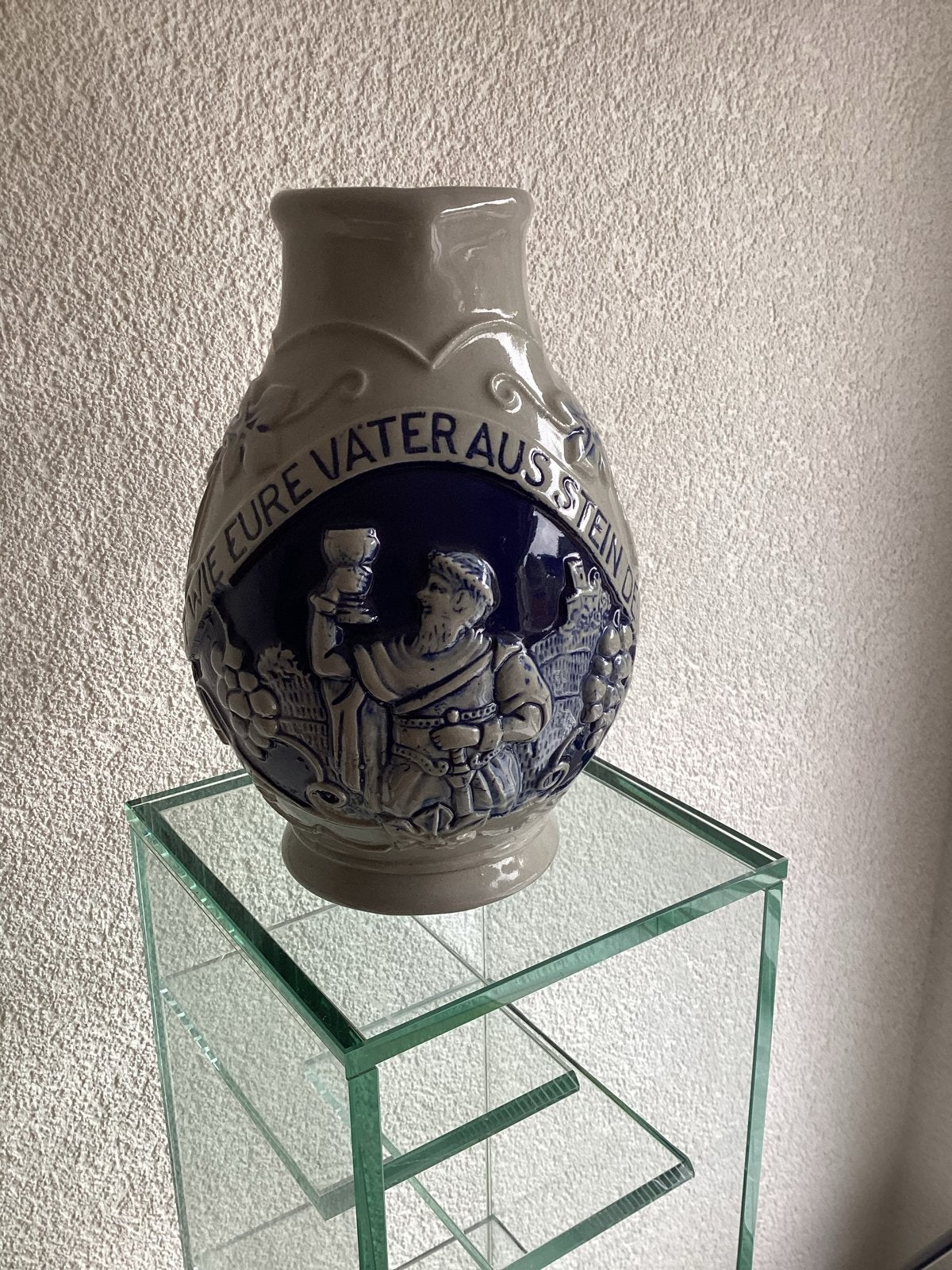 Wick Werke Wijnkaraf - Kobaltblauw Duits Steengoed, Antiek en Kunst, Ophalen of Verzenden