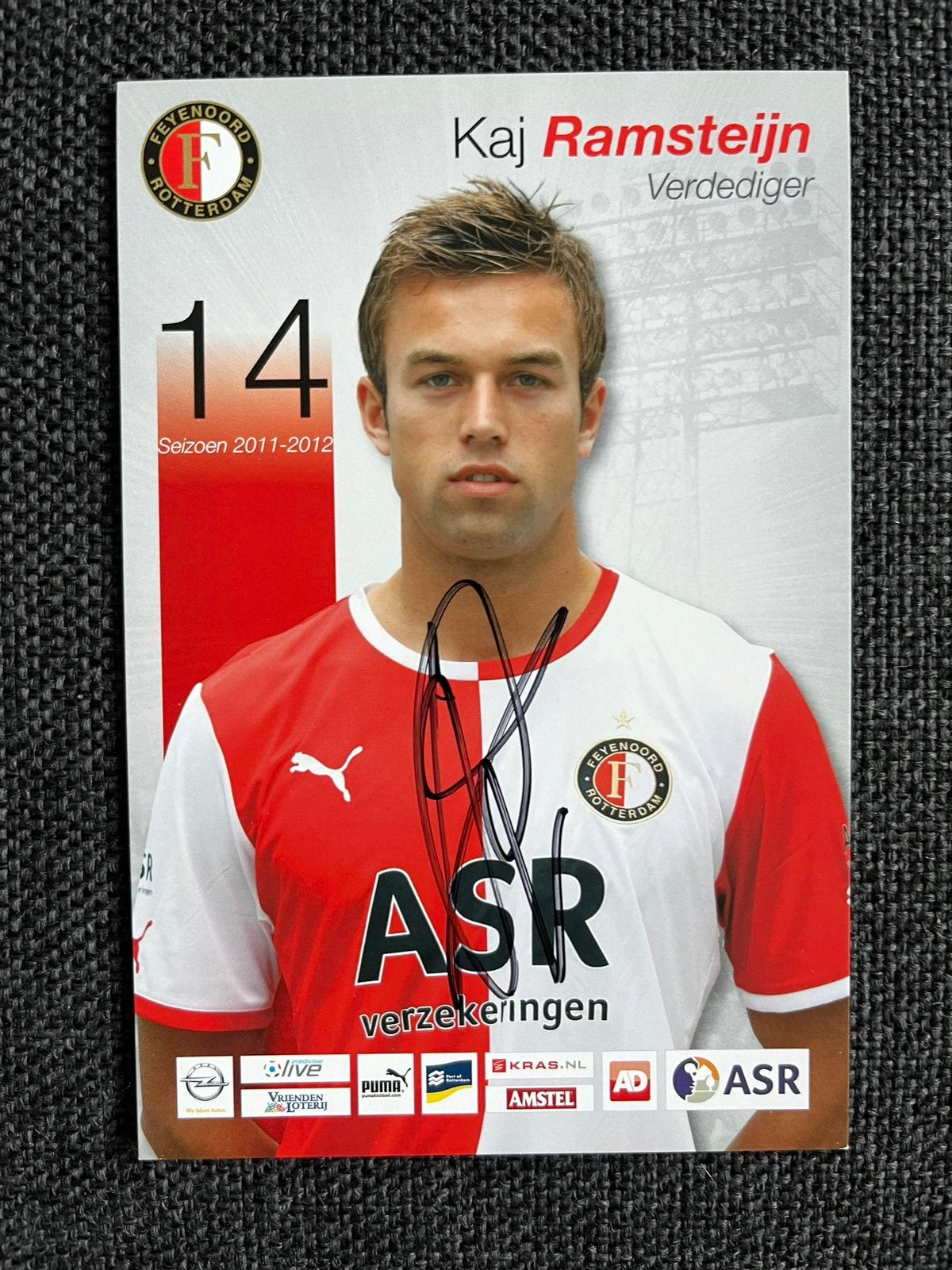 Feyenoord spelerskaart Ramsteijn met handtekening, Verzamelen, Ophalen of Verzenden, Zo goed als nieuw, Feyenoord, Spelerskaart