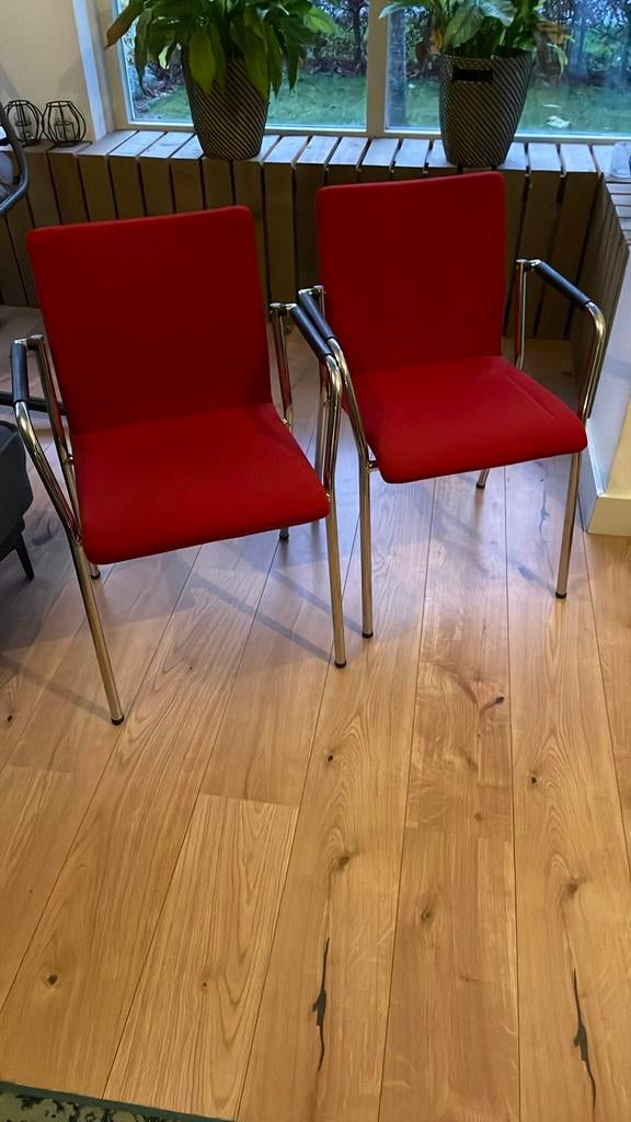 2 Landé Luxe Stoelen - Rood met Gebruikssporen, Huis en Inrichting, Stoelen, Ophalen, Gebruikt, Twee, Stof