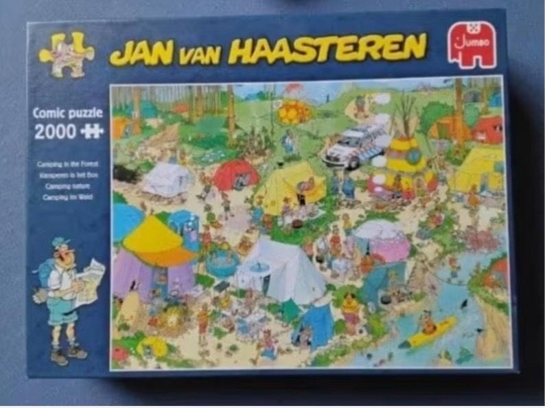 Jan van Haasteren puzzel 'kamperen in het bos' 2000 stukjes, Ophalen, Meer dan 1500 stukjes, Zo goed als nieuw, Legpuzzel