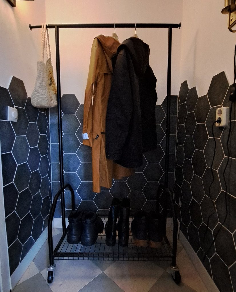 Metalen kapstok of kledingrek op wieltjes, Kleding | Dames, Ophalen, Met wielen, Gebruikt