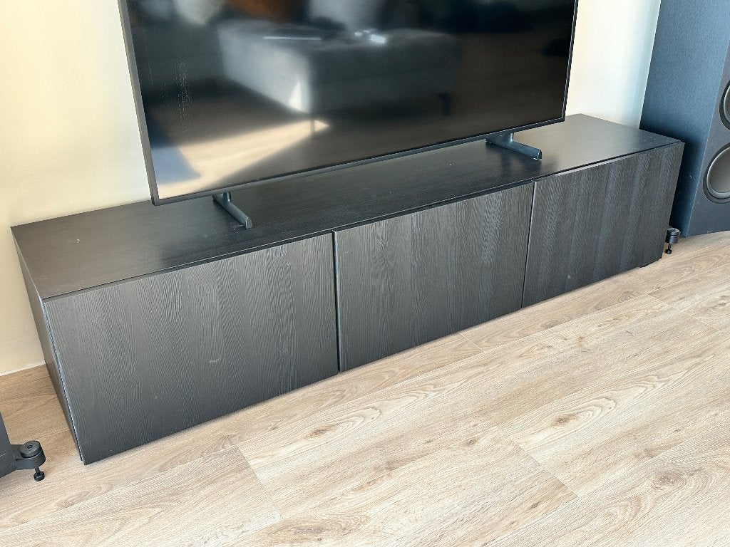IKEA BESTÅ zwevend TV meubel – 180 cm breed – zwart, Ophalen, 150 tot 200 cm, Zo goed als nieuw, Minder dan 100 cm