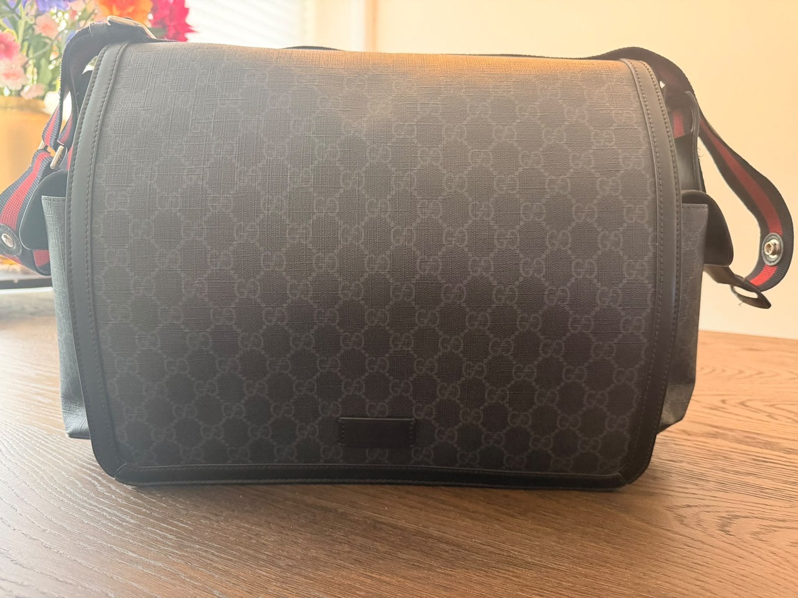 Gucci luiertas met GG Supreme canvas - Zwart, Verzorgingstas, Gebruikt, Gucci, Zwart