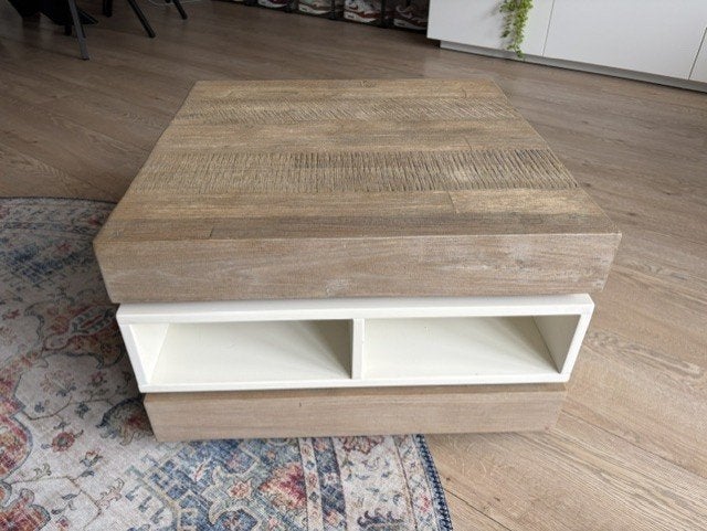 Salontafel met draaibaar deel, Ophalen, Gebruikt, 50 tot 100 cm, Vierkant