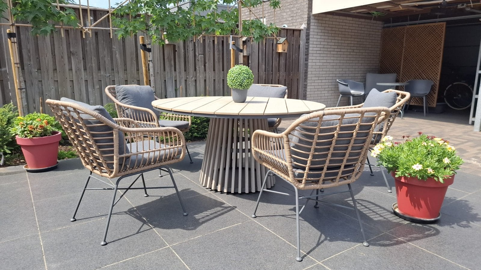 Garden Impressions tuinset, Annie tafel Ø145+5 Lucas stoelen, Tuin en Terras, Tuinsets en Loungesets, Ophalen, 5 zitplaatsen, Gebruikt