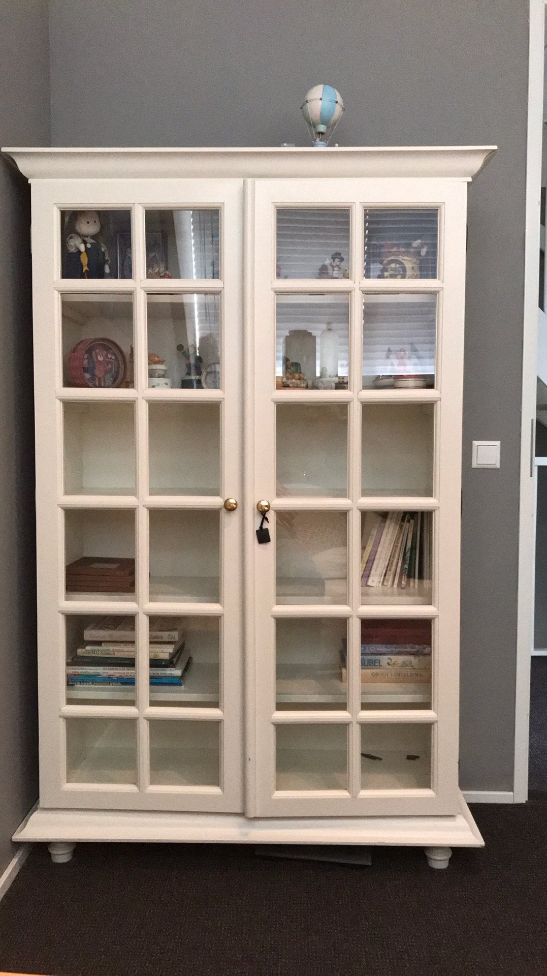 Vitrinekast wit, Huis en Inrichting, Ophalen, Gebruikt, 100 tot 150 cm, 150 tot 200 cm