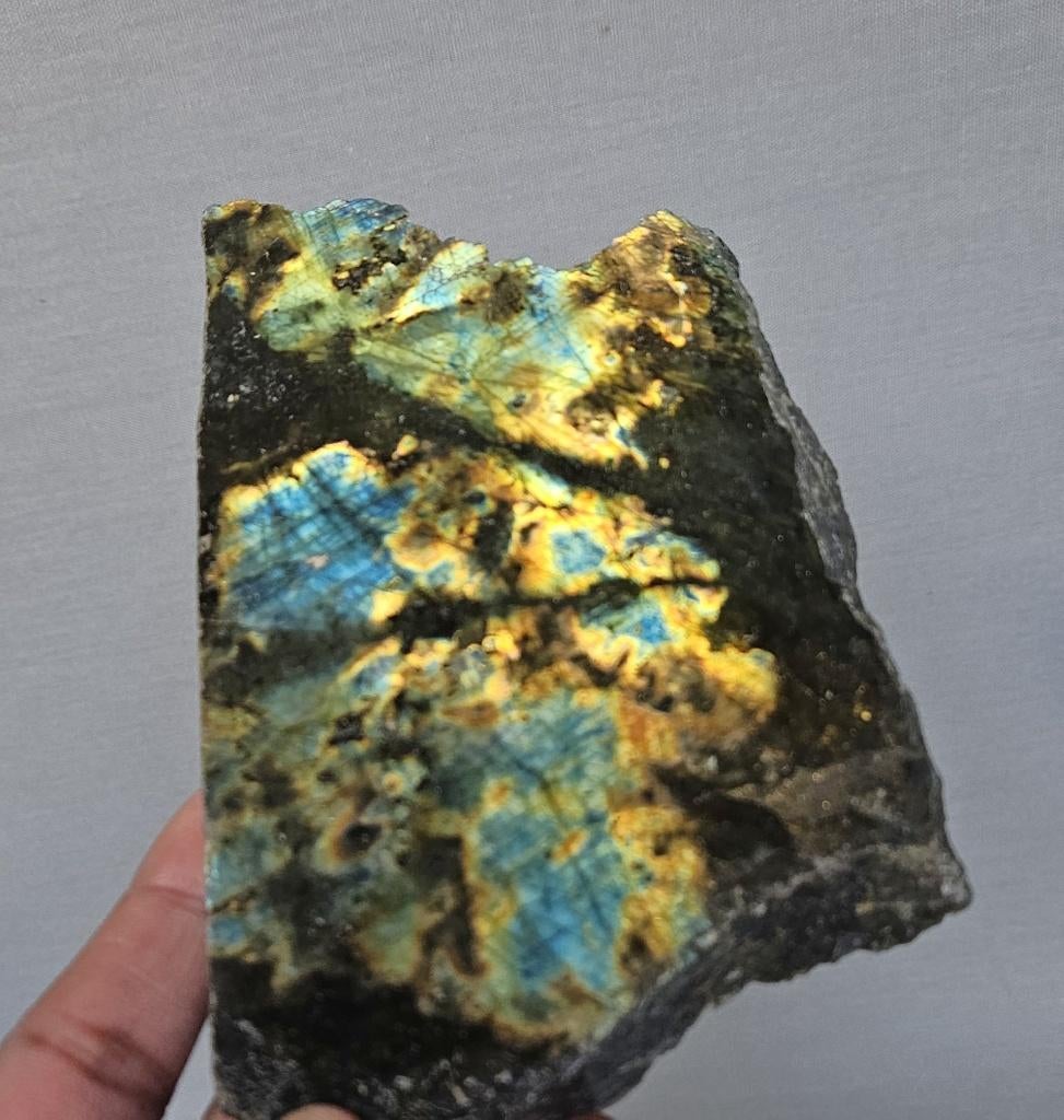 Set van 2 Prachtige Labradoriet Slabs – 798 Gram, Verzenden, Mineraal