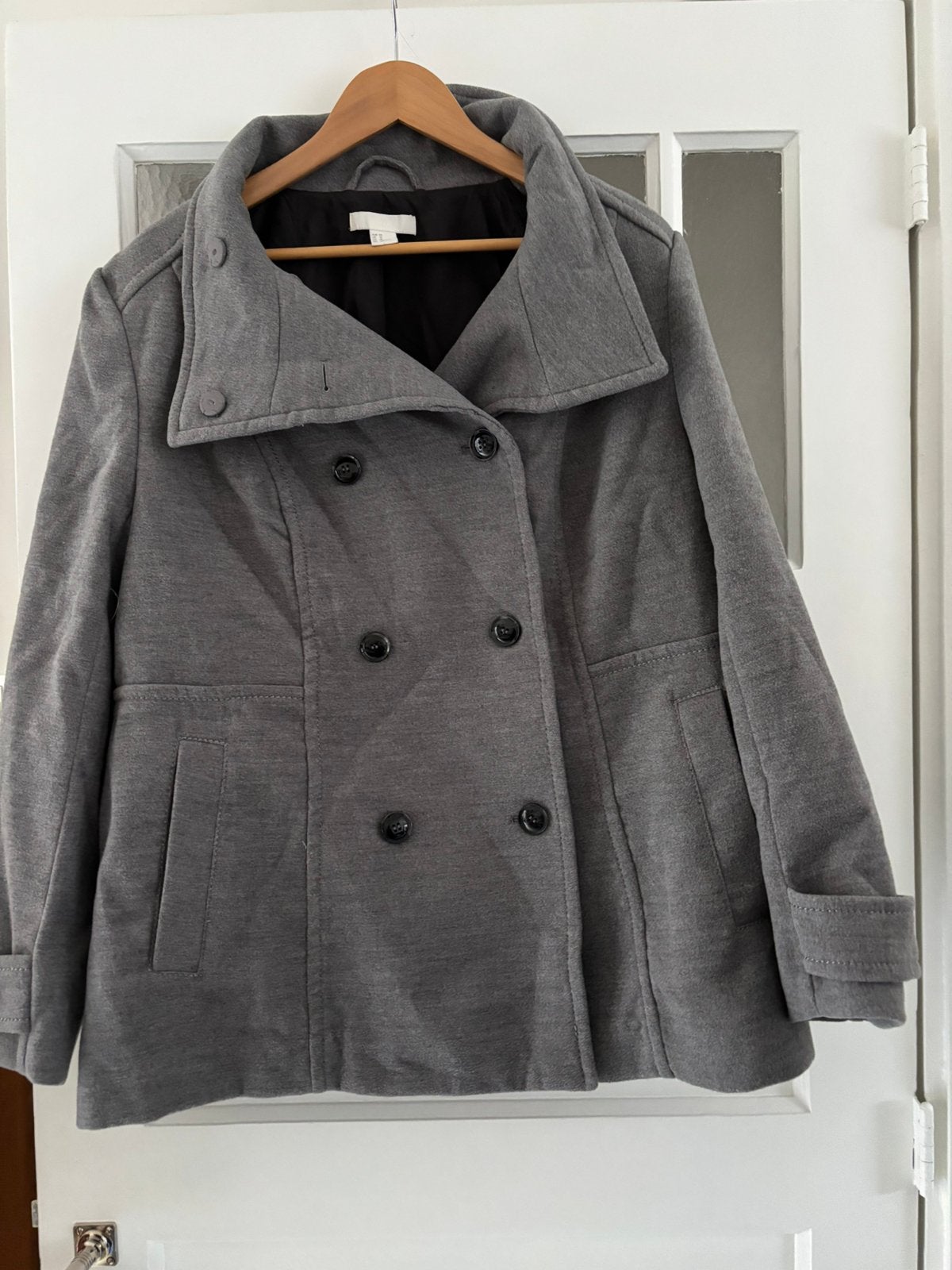 Nieuwe grijze H&M Peacoat jas maat 50, Ophalen of Verzenden, Nieuw, Maat 46/48 (XL) of groter, Grijs