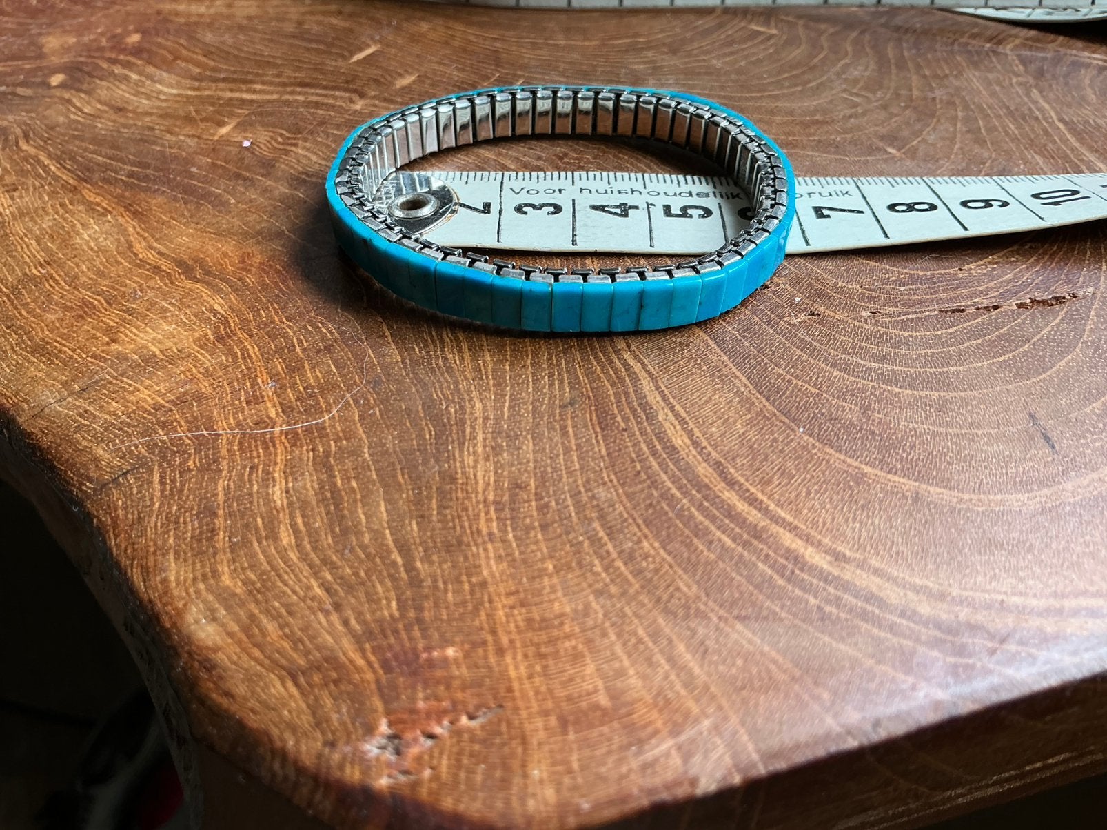 Turquoise rekarmband,edelsteen armband staal,blauwe armband, Ophalen of Verzenden, Zo goed als nieuw