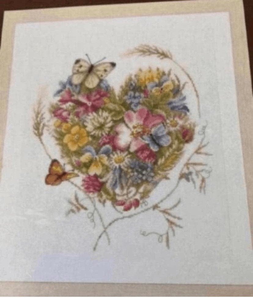 BORDUURPAKKET LANARTE M. BASTIN BLOEMENHART, Verzenden, Nieuw, Handborduren, Borduurpakket