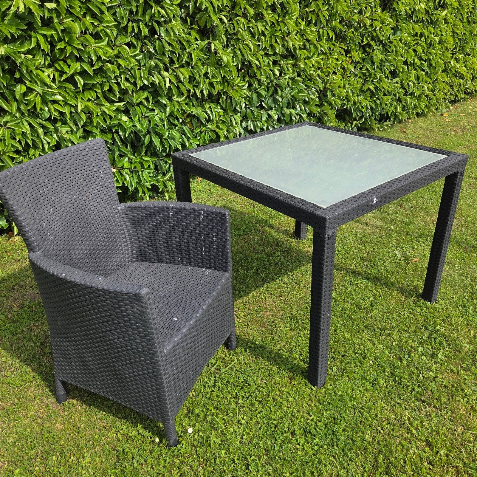 Tuinset Tuintafel en tuinstoel, Gebruikt, Ophalen of Verzenden, Wicker, Tuinset