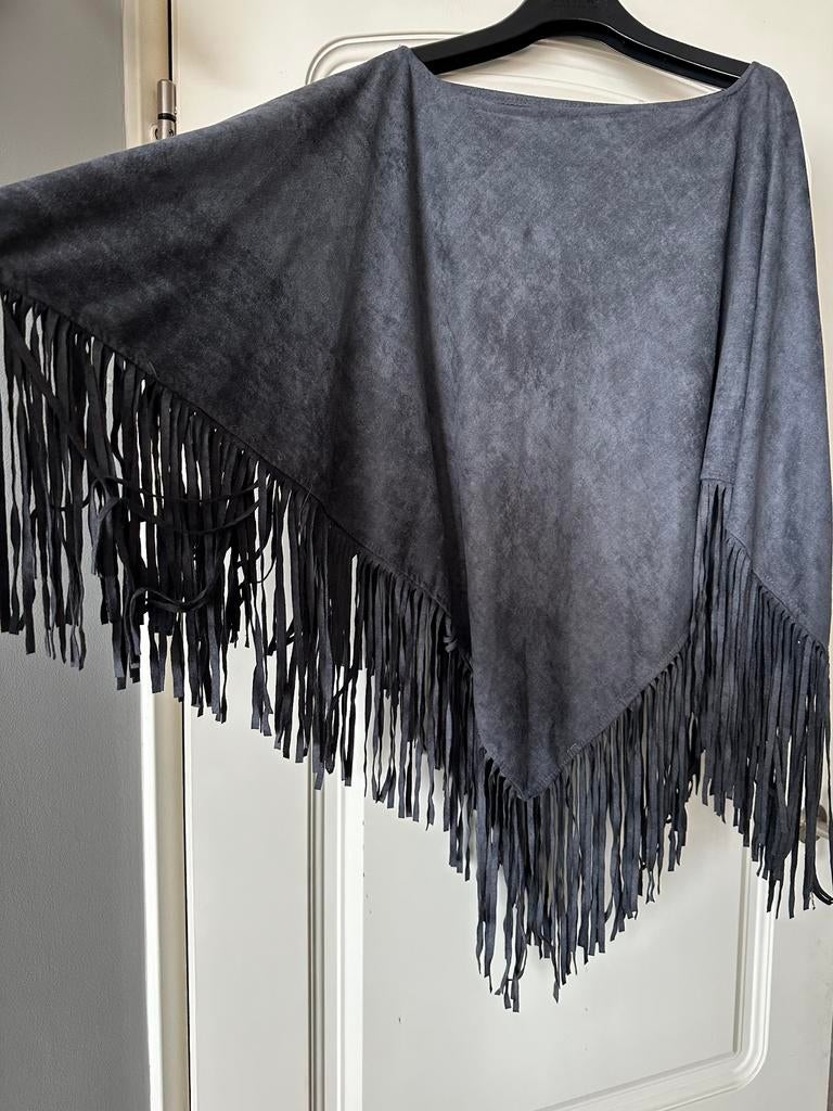 Boho ibiza poncho met franjes, suedine , one size, Ophalen of Verzenden, Nieuw