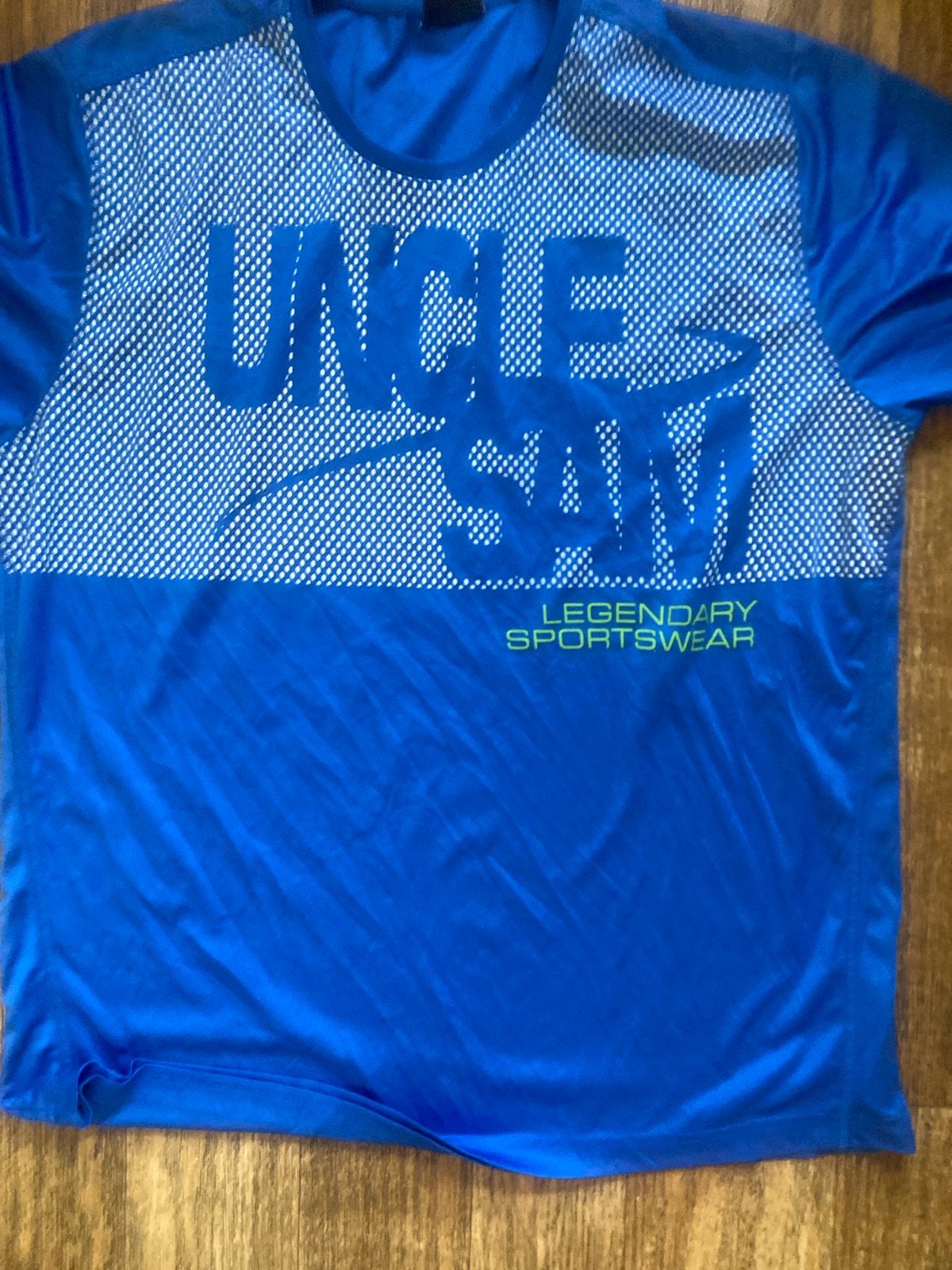 Uncle Sam Sportshirt XXL - Blauw met wit patroon, Ophalen of Verzenden, Zo goed als nieuw, Overige maten, Blauw