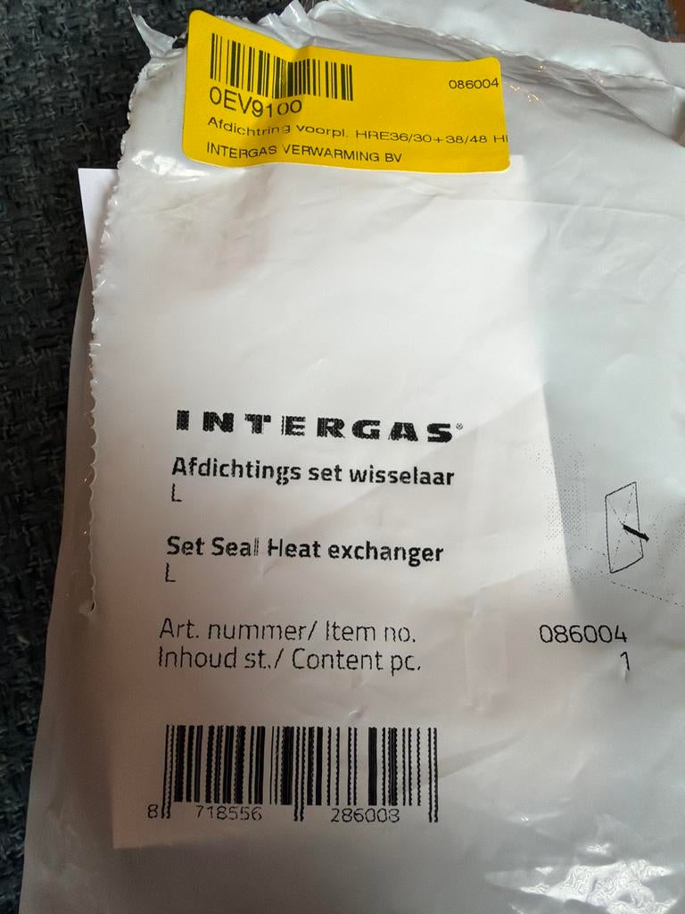 Intergas afdichting set wisselaar, Ophalen, Minder dan 30 cm, Overige typen, Nieuw