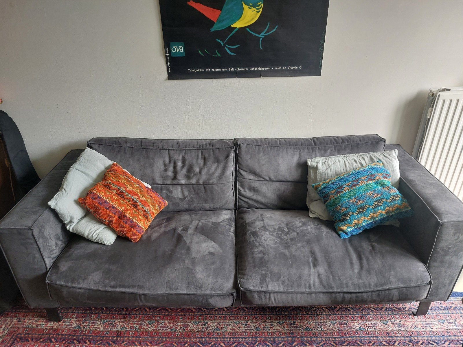 Sofa bank faux velvet, Ophalen, Tweepersoons, 75 tot 100 cm, Zo goed als nieuw