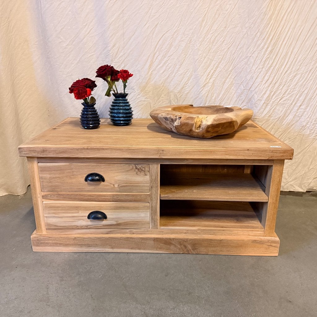 salontafel teak met 4 lades - 100 x 60 cm - Gratis bezorgd