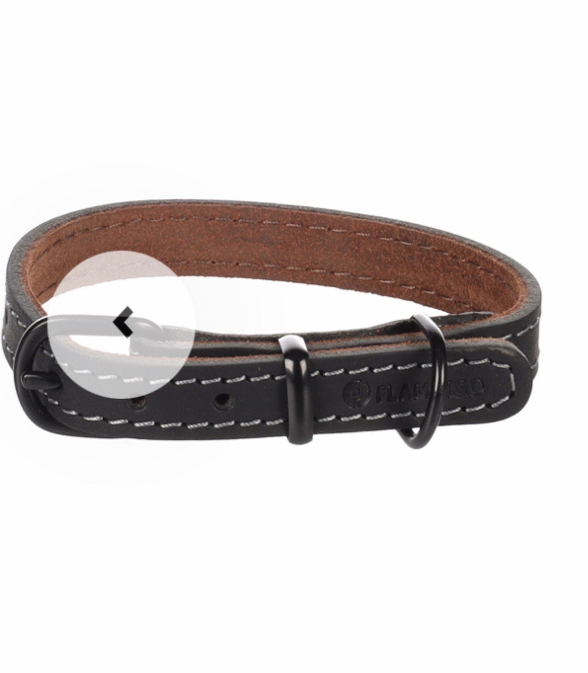 Nieuwe zwart leren halsband merk flamingo voor kleine hond, Ophalen of Verzenden, Nieuw