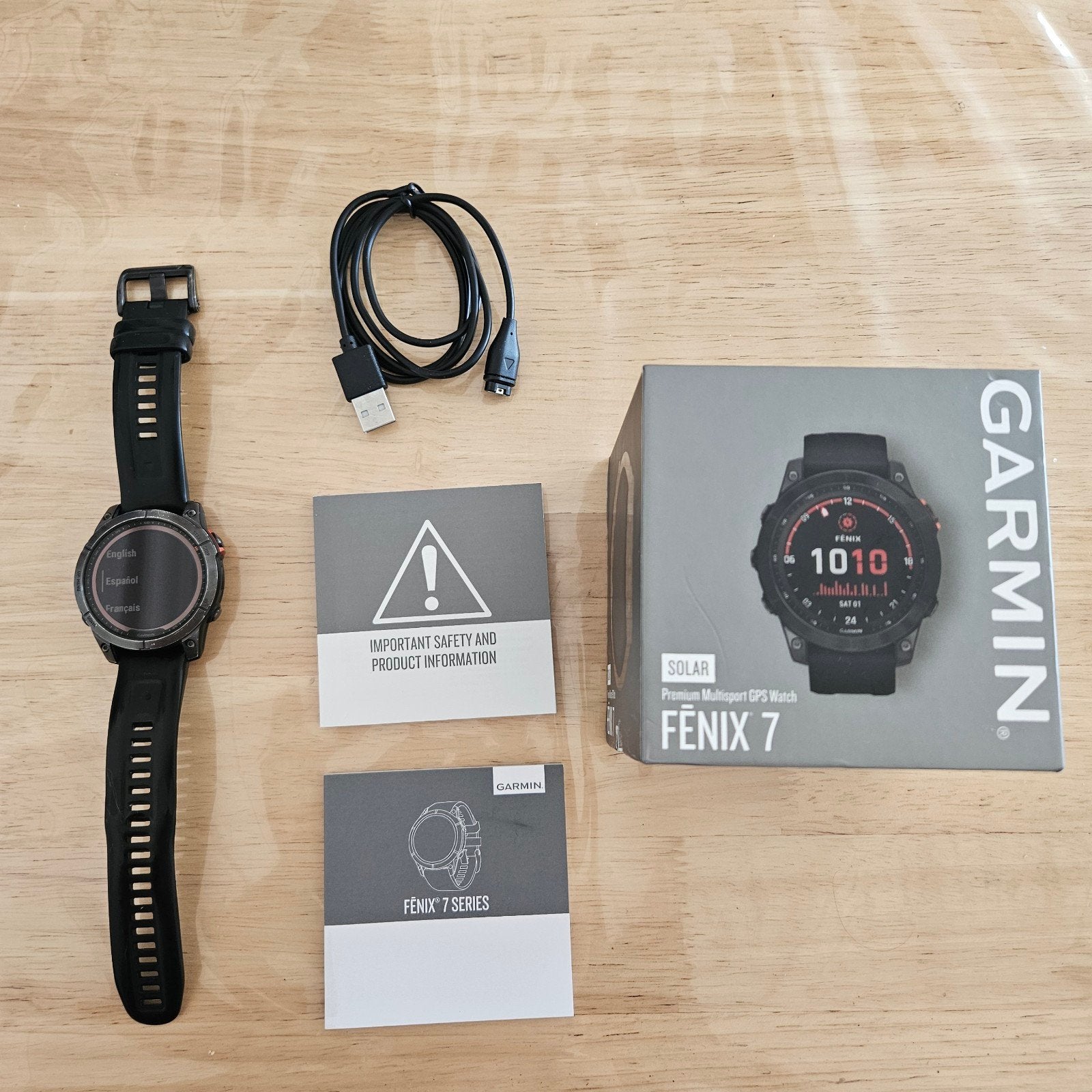Garmin Fenix 7 Solar (47 mm) – Krasvrij scherm, Zwart, Ophalen of Verzenden, Zo goed als nieuw, Garmin fenix 7 solar