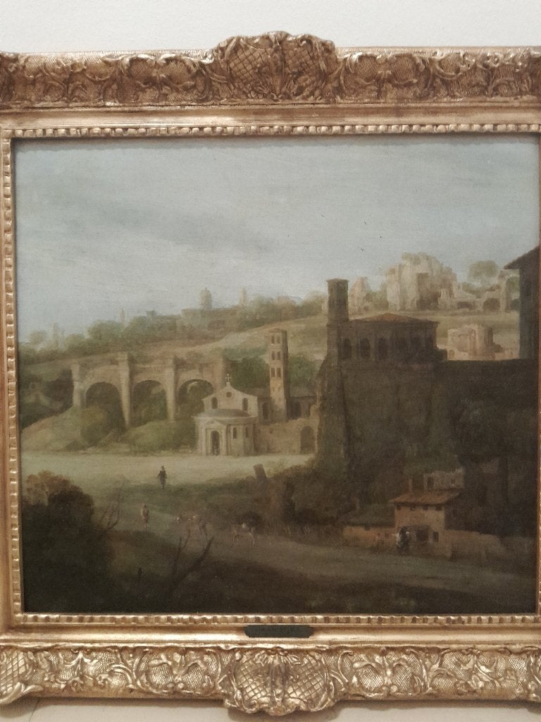 Schilderij zicht op het Forum Romanum in Rome - 17de eeuw, Doek, Ophalen of Verzenden, Landschap, Olieverf