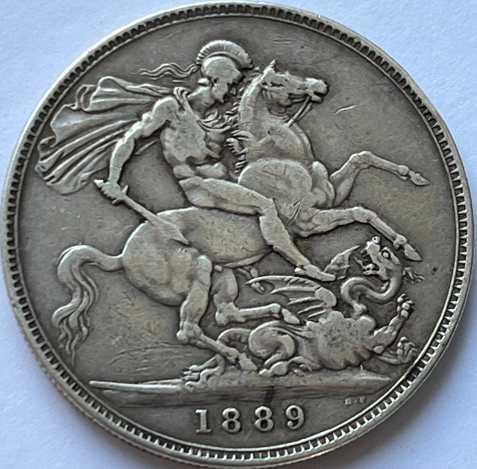 Groot-Brittannië zilveren crown 1889, Postzegels en Munten, Ophalen of Verzenden, Overige landen, Losse munt, Zilver